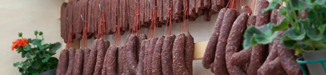 Homemade sausage hanging